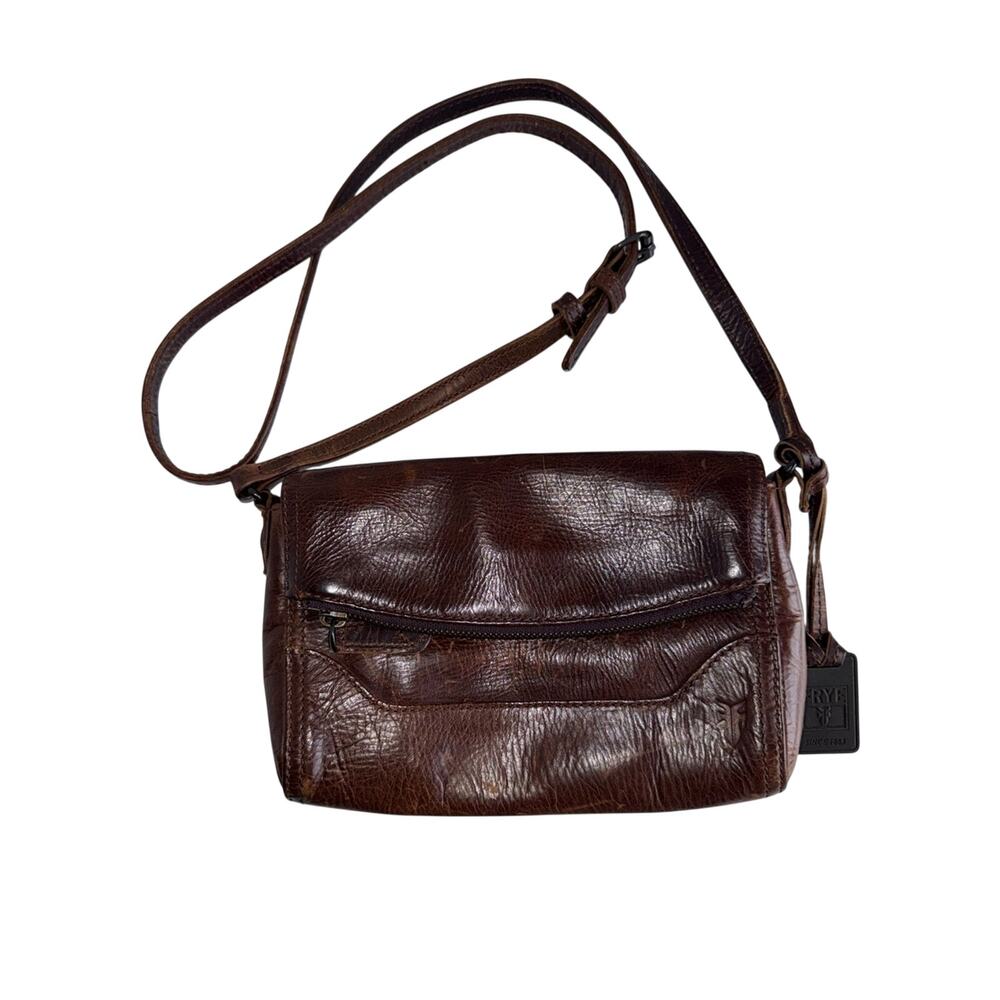 FRYE LEATHER CO Brown Leather Messenger Bag with Branded Tag